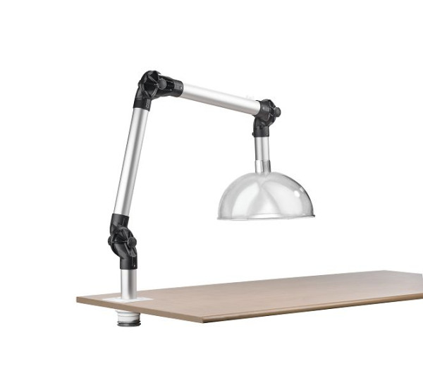 GEOVENT PERMA Arm 1420 mm, 3 Gelenke, weiß, ø57, mit Tischhalterung für Tischloch und Absaughaube ø380, Polycarbonat, 10-308HB+10-500+10-316