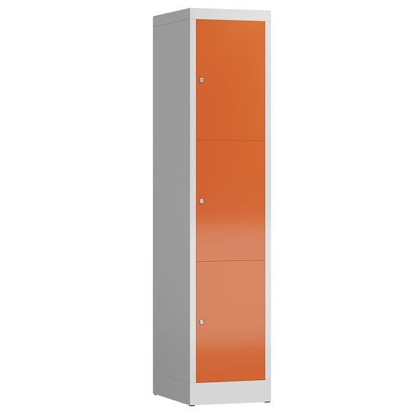 Lüllmann ClassiX Schließfachschrank, 1 Abteil, 3 Fächer, 1800 x 415 x 500 mm, lichtgrau/feuerrot, X-523314