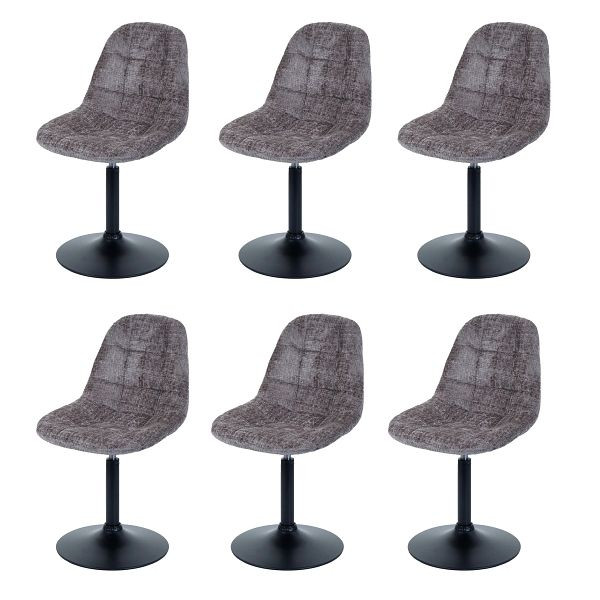 Mendler 6er-Set Esszimmerstuhl HWC-A60, Küchenstuhl Stuhl Drehstuhl, Stahl FSC® Stoff/Textil Chenille (465g/m²), braun, 3x108839