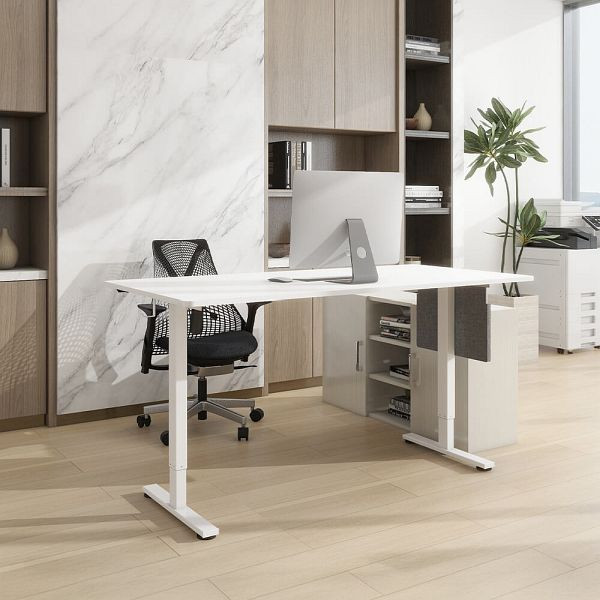 HOME DELUXE Höhenverstellbarer Schreibtisch ELMO Weiß - 120 x 60 cm, 61785