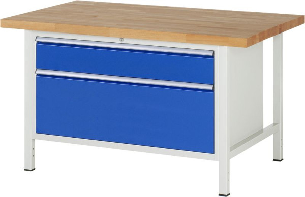 RAU Werkbank Serie 8000 - Modell 8356, B1500 x T900 x H840-1040 mm, Systemunterbau B1235 x T850 x H800-1000 mm, 03-8356A2-159B4H.11