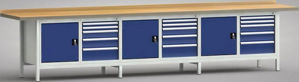 KLW Profi-Werkbank - 4000 x 700 x 845 mm L x T x H, links Türe 500 mm, rechts 2x50EA/100EA/125EA/175EA, WP550N-4000M45-E7022