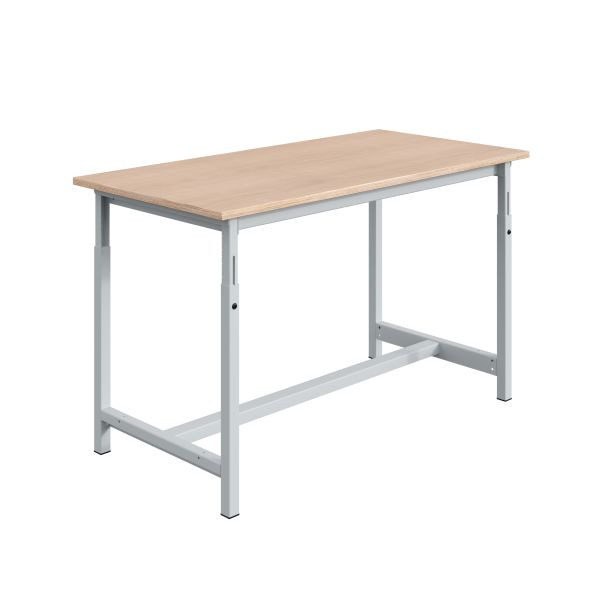 SOFAME PTH Werkbank, mechanisch höhenverstellbar, B 2000 x T 750 x H 764 bis 1044 mm, Multiplex-Arbeitsplatte 24 mm, Lichtgrau RAL 7035, W010020259GC