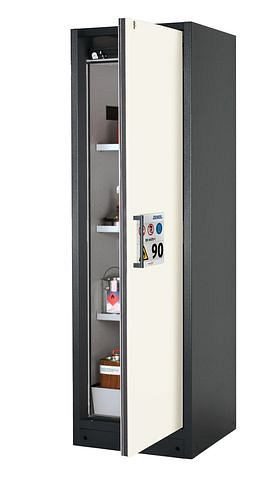 asecos Feuerbeständiger Gefahrstoffschrank Select W-63R-O "one touch", 3 Einlegeböden, Tür weiß, 201468