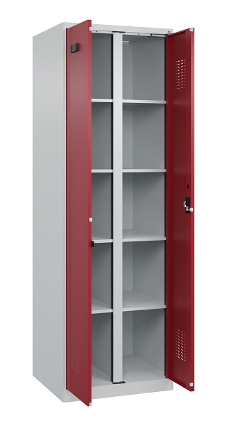 C+P Wäsche-Spind Evolo PLUS, 2 Abteile, 1850x600x500mm, 7035/3003, Verschluss Zylinderschloss, 049002-20B S10031