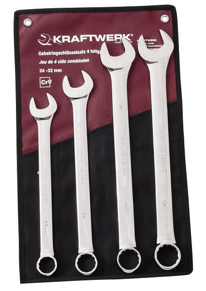 Kraftwerk Gabelringschlüssel Satz 24 - 32 mm 4- teilig in Rolltasche, 3558R