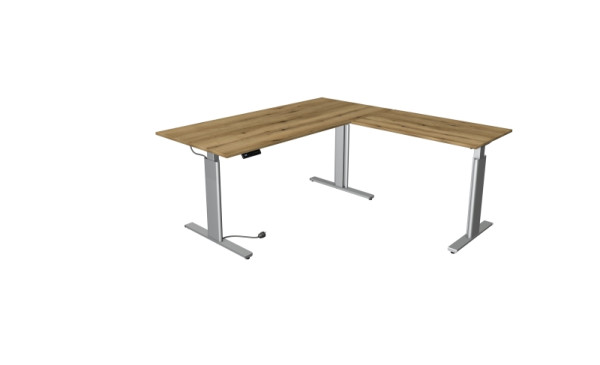 Kerkmann Sitz-/Stehtisch Move 3 tube, B 1800 x T 800 mm, Anbauelement 1000 x 600 mm, elektrisch höhenverstellbar 720-1200 mm, Eiche, 10234055