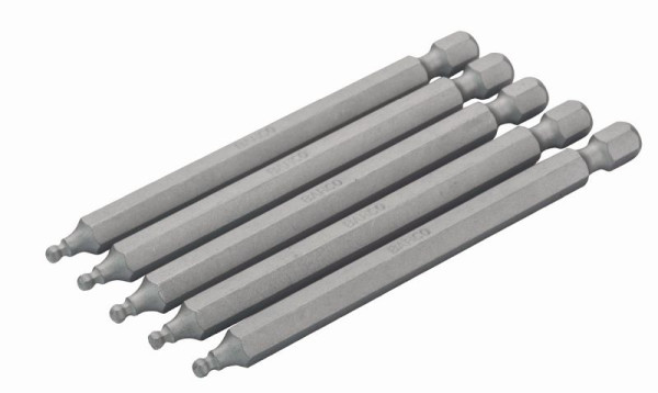 Bahco 1/4" Bits, 25 mm, Kugelkopf, Innensechskant, H 3 mm, 5er Pack, 59S/H3BALL