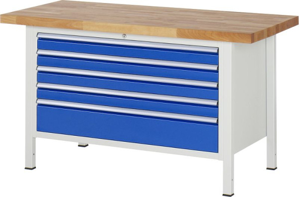 RAU Werkbank Serie 8000 - Modell 8368, B1500 x T700 x H840 mm, Systemunterbau B1235 x T650 x H800 mm, 03-8368A2-157B4S.11