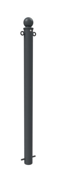 Schake Absperrstilpfosten Typ 474B -ortsfest-, zum Einbetonieren, Ø 76mm, mit Kugelkopf, beschichtet RAL 7016, mit 2 Ösen, 474B+2