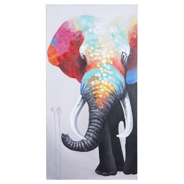Mendler Ölgemälde Elefant II, 100% handgemaltes Wandbild Gemälde XL, 140x70cm, 51282
