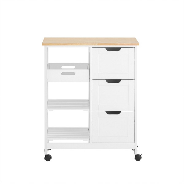 SoBuy Küchenwagen mit 3 Schubladen Weiß 67x37x84 cm, Funktional, FKW79-W