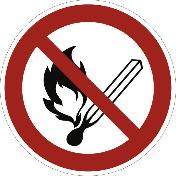 Moedel Feuer, offenes Licht und Rauchen verboten ISO 7010, Folie, Ø 100 mm, 58582