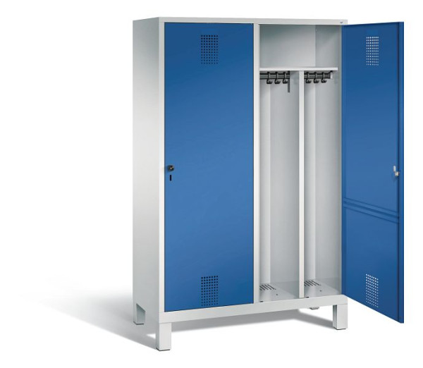 C+P Schwarz-Weiss-Spind Evolo, H1850xB1190xT500mm, Farbe: Lichtgrau / Enzianblau, 48210-40 S10008