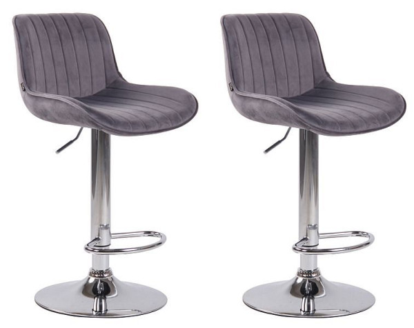 CLP Barhocker Lentini Samt chrom, dunkelgrau, VE: 2 Stück, 320602