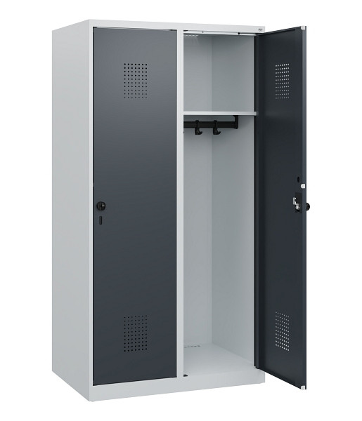 C+P Spind Evolo PLUS, 2 Abteile, 1530x800x500mm, 7035/7016, Drehriegel, 0490005-22 S10012