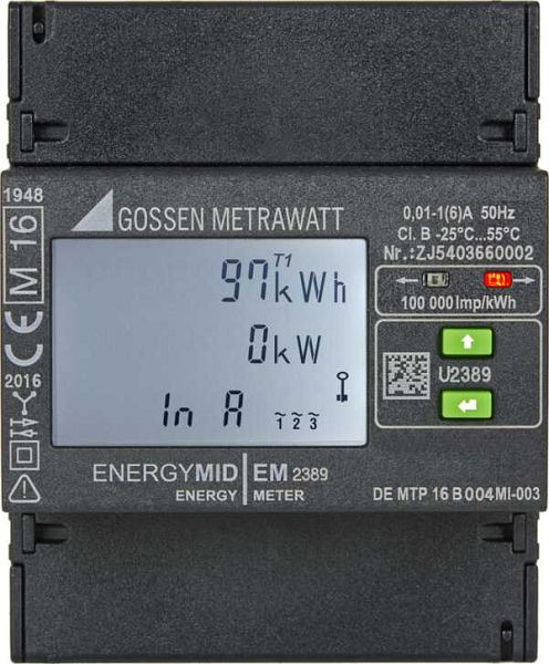 Gossen Metrawatt ENERGYMID EM2389-V017 - Multifunktionaler Energiezähler mit Modbus RTU Schnittstelle, U2389-V018