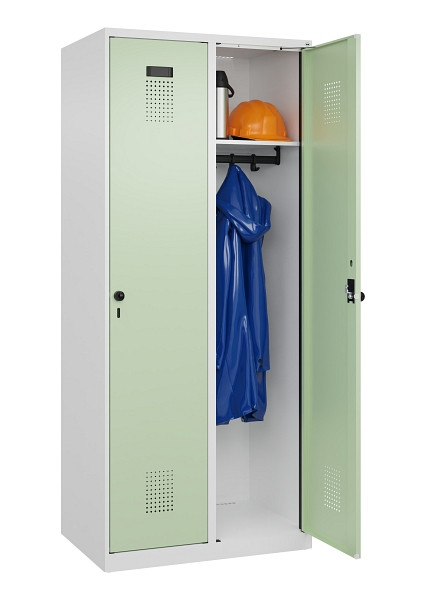 C+P Spind Evolo PLUS, 2 Abteile, 1850x800x500mm, 9016/6019, Verschluss Drehriegel, Ablageböden 2, 049000-22 S10019