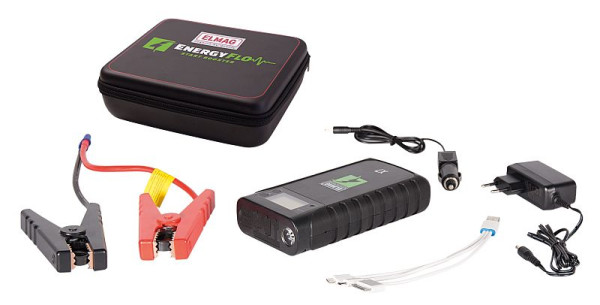 ELMAG Li-Energiestation / Startgerät 12V, LITHIUM SMART BOOSTER X7 - Digital15 000 mAh, I-Start 500 A, inklusive LED Beleuchtung, Starterkabel, 55080