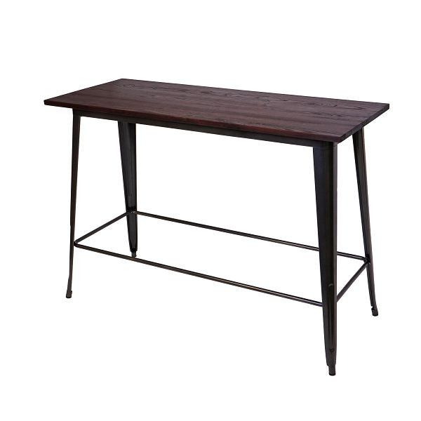 Mendler Bartisch HWC-H10, Hochtisch Tresentisch, Industrie-Design Ulme Holz 106x147x60cm vintage schwarz-braun, 72494