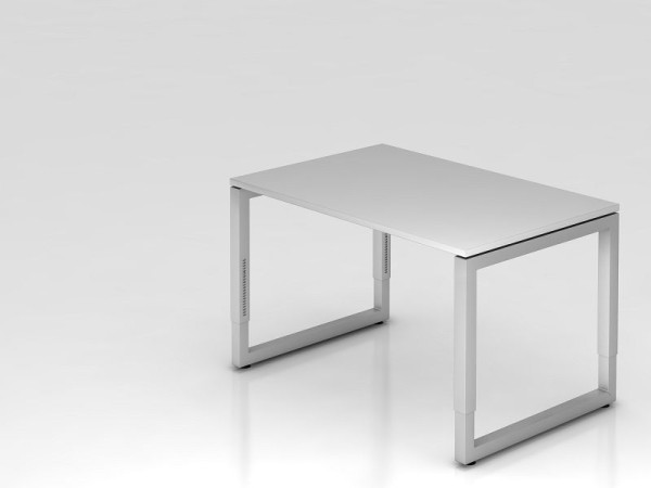 Hammerbacher Schreibtisch O-Fuß eckig 120x80cm Grau, Rechteckform mit schwebender Tischplatte, VRS12/5/S