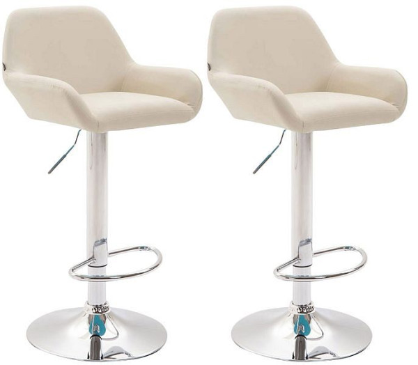 CLP Barhocker Braga Kunstleder chrom, creme, VE: 2 Stück, 316074
