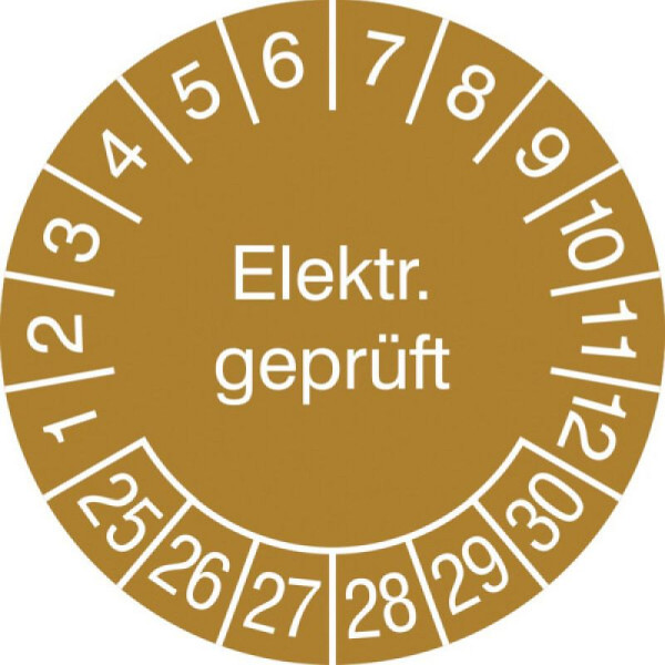 Stein HGS Prüfplaketten mit Jahresfarbe (6 Jahre), braun, 2025-2030, 31.3654-25
