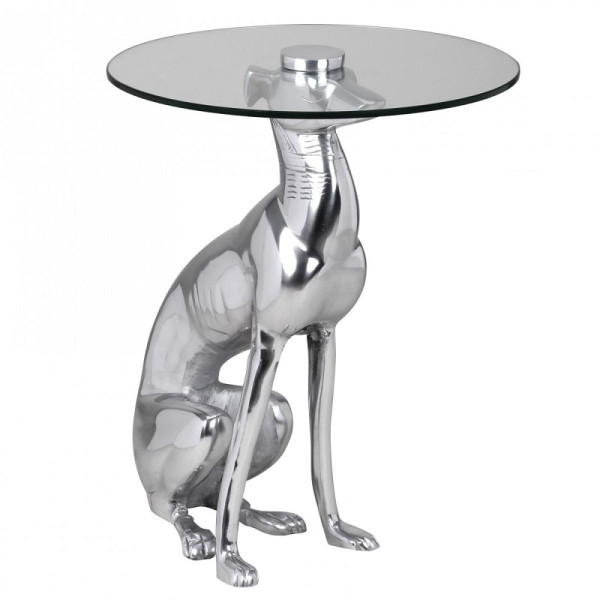 Wohnling Design Deko Beistelltisch Figur DOG aus Aluminium Farbe Silber, WL1.628