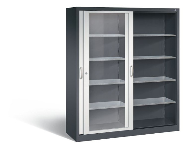 C+P Schiebetürenschrank Acurado, H1950xB1600xT500mm, Farbe: Schwarzgrau / Lichtgrau, Bügelgriff, 2159-055 S10075