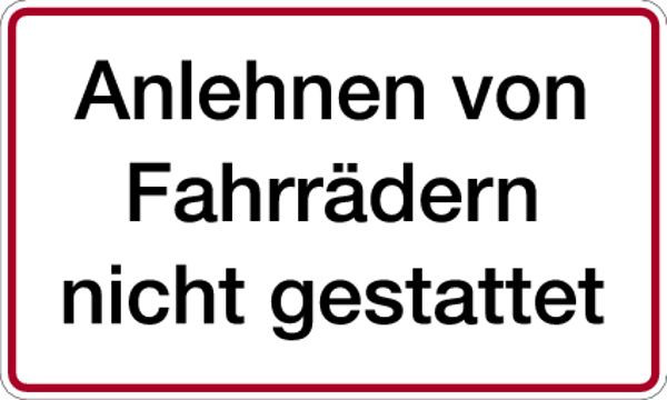 Schilder Klar Grundstücksbeschilderung Anlehnen von Fahrrädern, 250x150 mm Folie selbstklebend, 528/61
