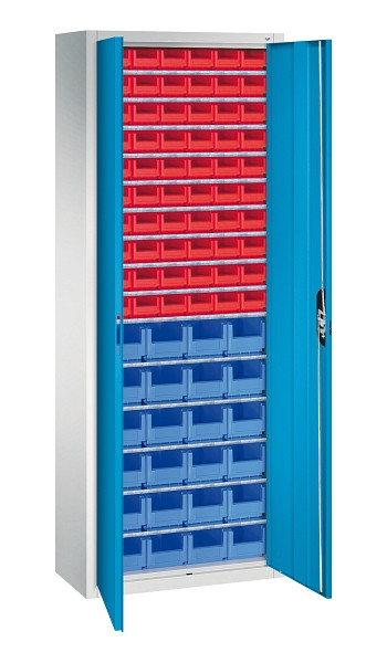 C+P Magazinschrank Serie 13, H1980xB700xT300mm, 7035/5012, Einlegeböden 15, 133113-22 S10143