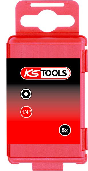 KS Tools 1/4" Bit Innensechskant, Bohrung, 6mm, VE: 5 Stück, 911.7715