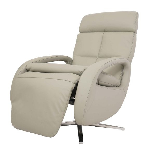 Mendler Relaxsessel HWC-L11, Design Fernsehsessel TV-Sessel Liegesessel, Liegefunktion drehbar, Voll-Leder, grau, 98402