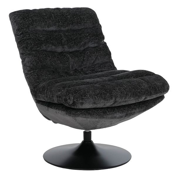 Mendler Loungesessel HWC-Q29, Cocktail-/Polster-/Relaxsessel Sessel drehbar Stoff Chenille (470g/m²) Öko-Tex Stahl, dunkelgrau, 121193
