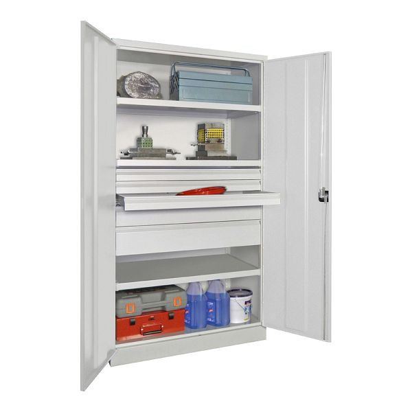 Pavoy Schwerlastschrank 1950/1040/630, 3 Fachböden, 5 Schubladen, Flügeltüren, Drehgriff mit Zylinderschloss, 36365-104-006-910716