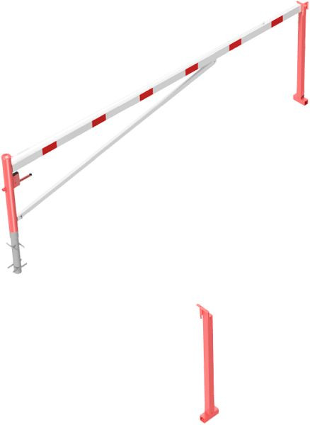 Schake Drehschranke mit Auflagepfosten und Seilzugverstärkung, zum Einbetonieren, Schrankenbaumlänge: 4500 mm, mit Dreikantverschluss, 4213_45FB