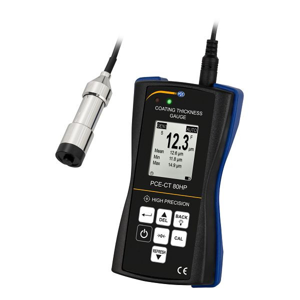 PCE Instruments Schichtdickenmessgerät, Messbereich 0 bis 2500 µm, hohe Genauigkeit für kleine Beschichtungen, PCE-CT 80HP-FN2D5