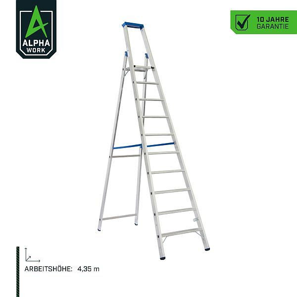 Alpha Work 10 Stufen-Stehleiter, 08037, 4260638180659