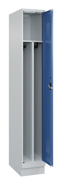 C+P Spind Evolo PLUS, mit Sockel, 1 Abteil, 1950x300x500mm, 7035/5023, Verschluss Zylinderschloss, 049020-10F S10035