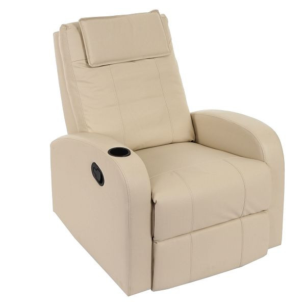 Mendler Fernsehsessel Durham, TV Sessel Relaxsessel Liegesessel, Kunstleder, creme, 41861+41862