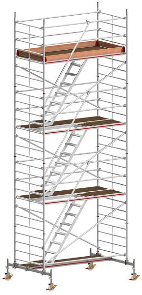 HYMER Treppen-Fahrgerüst mit Fahrtraverse, Bühnenlänge 2,95 m, Rahmenteilbreite 1,50 m, Reichhöhe 8,60 m, 827308