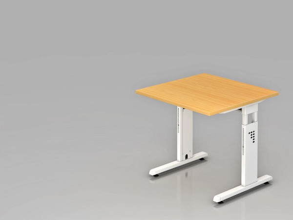 Hammerbacher Schreibtisch C-Fuß 80x80cm Buche/Weiß, Arbeitshöhe 65-85 cm, VOS08/6/W