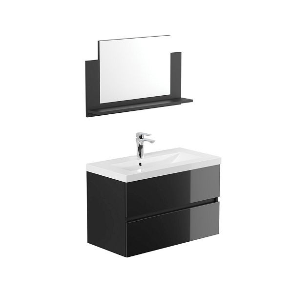 HOME DELUXE Badezimmermöbel WANGEROOGE BIG Deluxe – M Schwarz, 55764