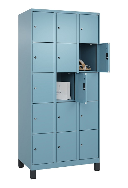C+P Schließfachschrank Evolo PLUS, mit Füßen, 15 Fächer, 1950x900x500mm, 0010/0, 049010-305 S10021