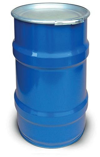 DENIOS Stahl-Deckelfass 120 Liter, innen roh, außen lackiert, 187202