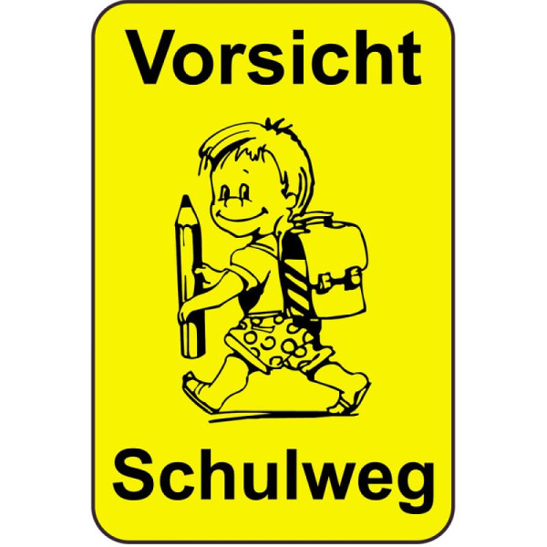 Stein HGS Kinderhinweisschild/Verkehrszeichen Vorsicht Schulweg, 650x1000mm, Grund: gelb lackiert, 14772
