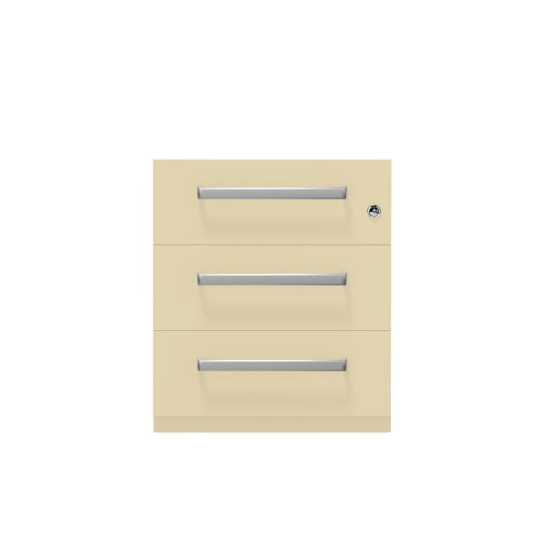 Bisley Rollcontainer Note™, 3 Schubladen, Tiefe 565 mm, Designgriff, 606 creme, NWH59M7SSS606