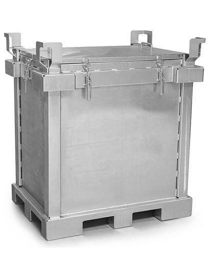 DENIOS Lithium-Ionen Akku-Transportbox Stahl, 790 l, VPG 1, Füllmaterial PyroBubbles, 289647