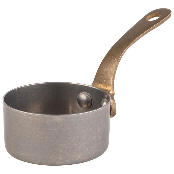 APS Serviertopf / Stielkasserolle "SNACKHOLDER", Edelstahl, Ø 5,5 cm, Höhe 2,5 cm, 0,05 Liter, Antik-Edelstahl-Look, 40780