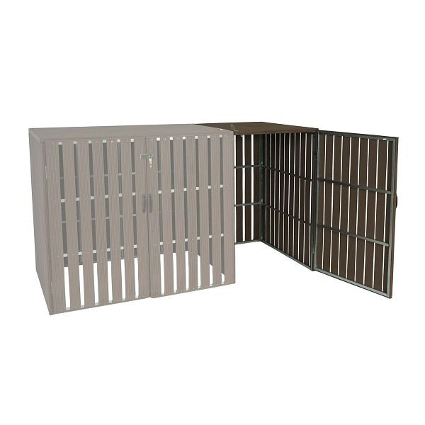 Mendler 1er WPC-Mülltonnenverkleidung Erweiterung HWC-J28, Mülltonnenbox, Metall Holzoptik, braun, 75973+75974